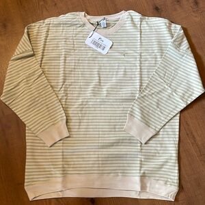Zyia kiwi and cream striped crew neck sweatshirt NWT